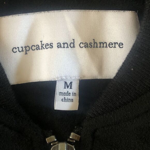 cupcakes and cashmere Faux Suede Black Zip Up Jacket Medium - Picture 3 of 10